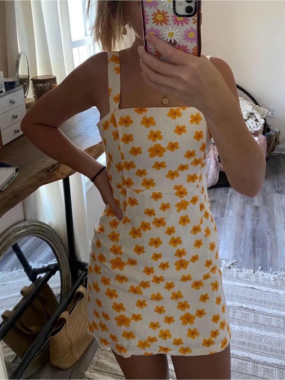 Forever 21 Floral Linen Sundress Size Small